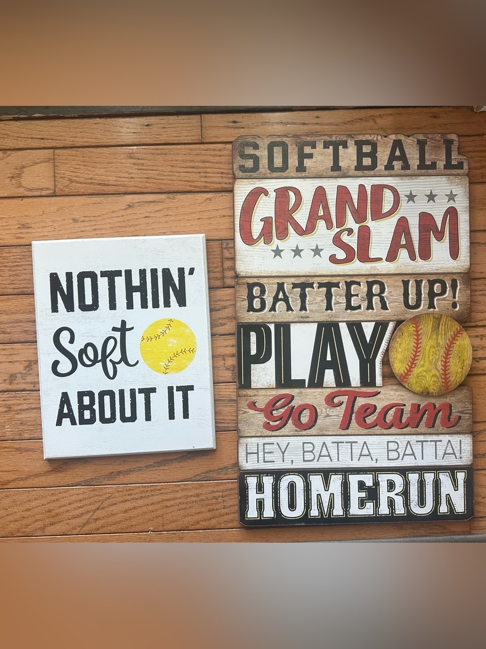 Softball wall decor set of two.